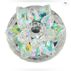 Sagebrook Home Glass Colorful Flower Lid Trinket Storage Container NWOT